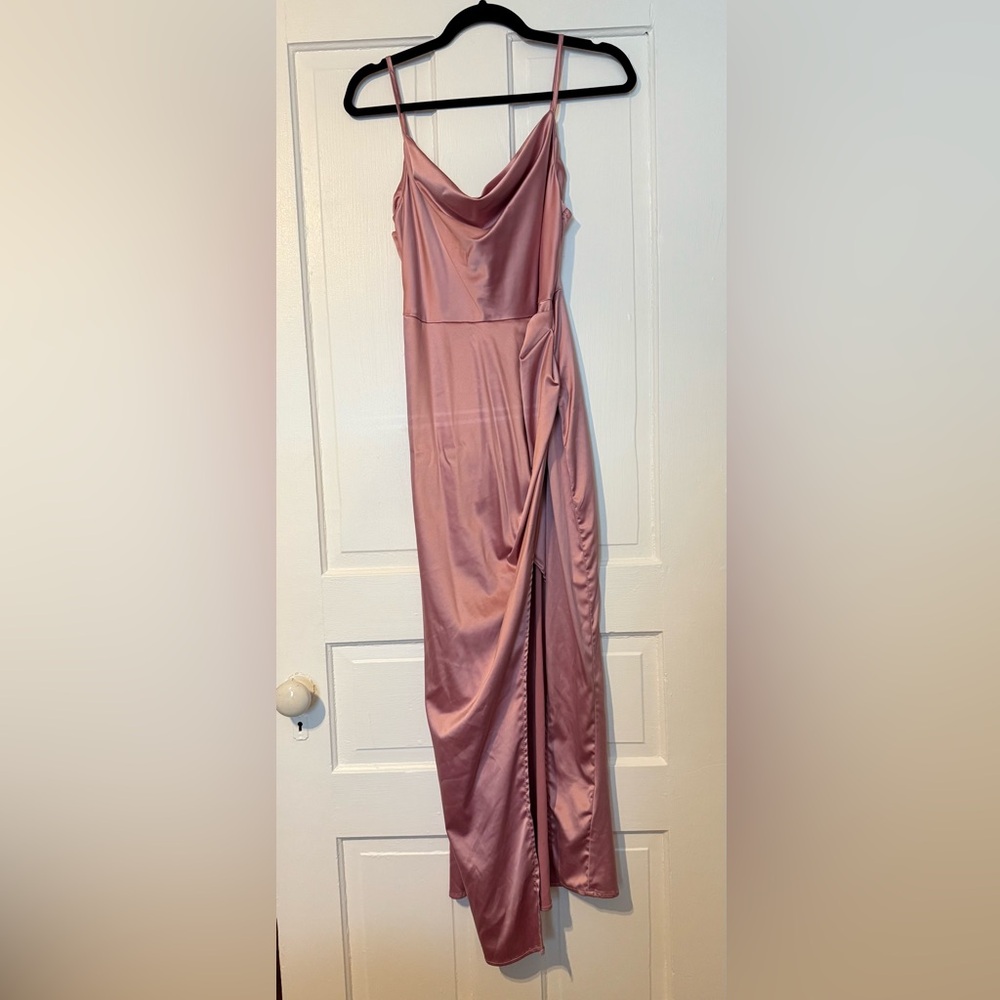 Long Pink Women's dress with high side slit
